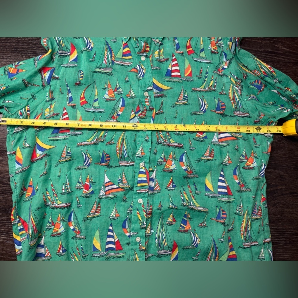 Polo Ralph Lauren Men's XL Green Nautical Sailboat Print Button-Down - Picture 4 of 4